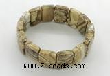 CGB3482 7.5 inches 15*20mm faceted rectangle picture jasper bracelets