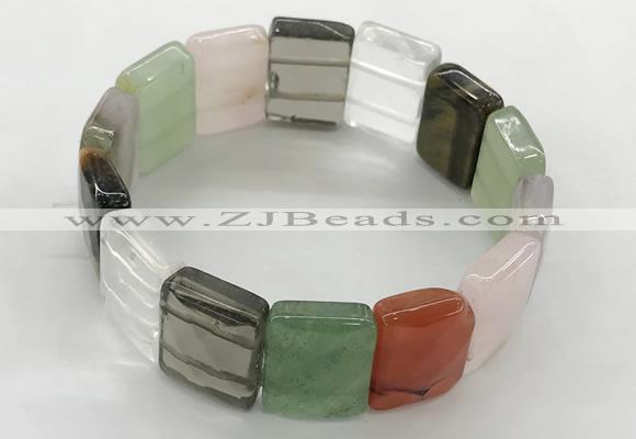 CGB3483 7.5 inches 15*20mm faceted rectangle mixed gemstone bracelets