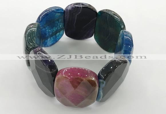 CGB3523 7.5 inches 28*40mm faceted oval agate bracelets