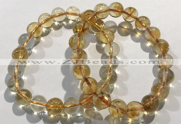 CGB4024 7.5 inches 9mm round citrine beaded bracelets wholesale