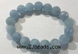 CGB4038 7.5 inches 11mm faceted round aquamarine beaded bracelets