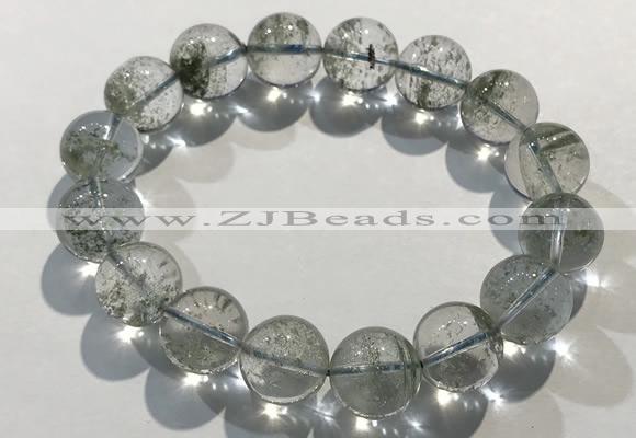 CGB4045 7.5 inches 12mm round green phantom quartz beaded bracelets