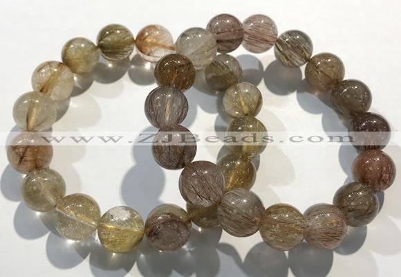 CGB4083 7.5 inches 14mm round golden rutilated quartz beaded bracelets