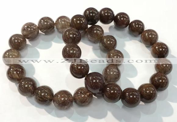 CGB4099 7.5 inches 14mm round rutilated quartz beaded bracelets