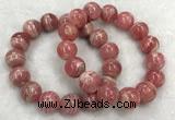 CGB4130 7.5 inches 13.5mm - 14mm round rhodochrosite beaded bracelets