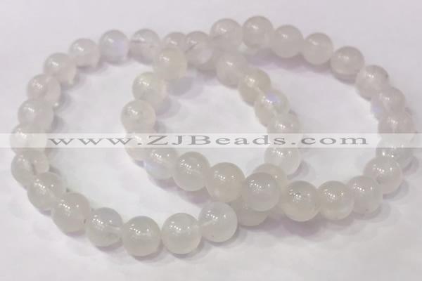 CGB4506 7.5 inches 9mm round white moonstone beaded bracelets