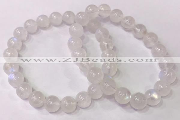 CGB4510 7.5 inches 8mm - 9mm round white moonstone beaded bracelets