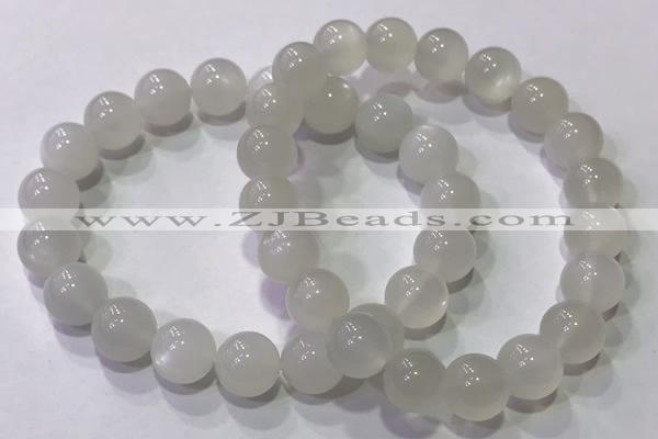 CGB4517 7.5 inches 10mm round white moonstone beaded bracelets