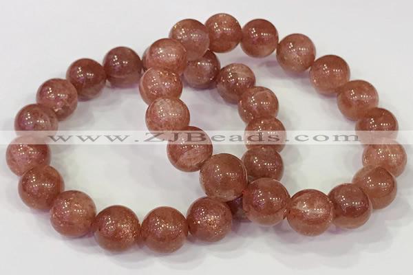 CGB4535 7.5 inches 12mm round golden sunstone beaded bracelets