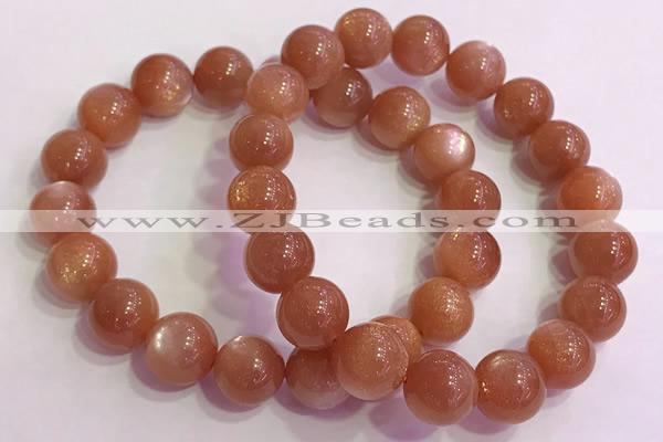 CGB4541 7.5 inches 12mm - 13mm round golden sunstone beaded bracelets