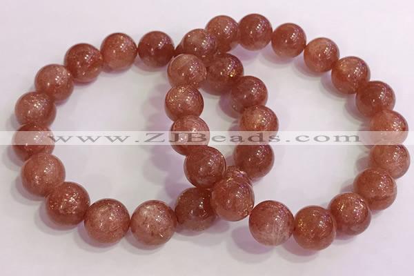 CGB4545 7.5 inches 12mm round golden sunstone beaded bracelets
