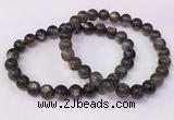 CGB4556 7.5 inches 7mm - 8mm round black sunstone beaded bracelets