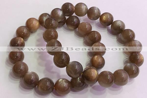 CGB4566 7.5 inches 12mm round golden sunstone beaded bracelets