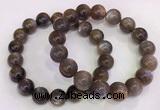 CGB4571 7.5 inches 12mm round black sunstone beaded bracelets