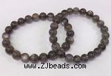 CGB4573 7.5 inches 8mm - 9mm round black sunstone beaded bracelets