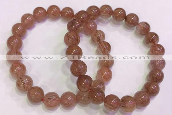 CGB4630 10mm - 11mm round red rutilated quartz beaded bracelets