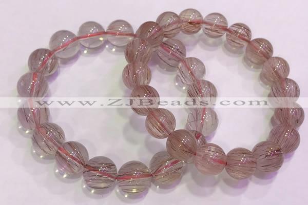 CGB4634 12mm - 13mm round red rutilated quartz beaded bracelets