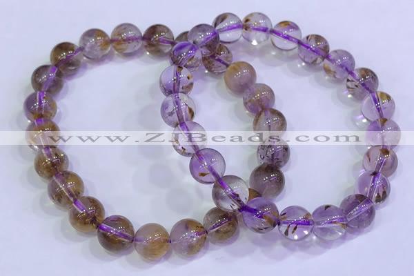 CGB4667 8mm round purple phantom quartz beaded bracelets