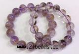 CGB4669 12mm - 13mm round purple phantom quartz beaded bracelets