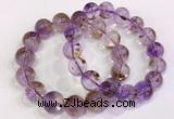 CGB4670 14mm - 15mm round purple phantom quartz beaded bracelets