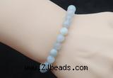 CGB5005 6mm, 8mm round aquamarine beads stretchy bracelets