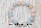 CGB5314 10mm, 12mm round morganite beads stretchy bracelets