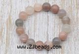 CGB5315 10mm, 12mm round moonstone beads stretchy bracelets
