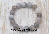 CGB5332 10mm, 12mm round grey banded agate beads stretchy bracelets