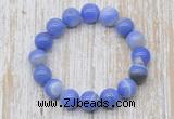 CGB5337 10mm, 12mm round blue banded agate beads stretchy bracelets