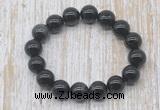 CGB5341 10mm, 12mm round black banded agate beads stretchy bracelets
