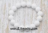 CGB5358 10mm, 12mm round white candy jade beads stretchy bracelets