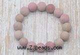 CGB5510 10mm, 12mm round matte pink wooden jasper beads stretchy bracelets