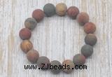 CGB5512 10mm, 12mm round matte picasso jasper beads stretchy bracelets