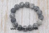 CGB5518 10mm, 12mm round matte black water jasper beads stretchy bracelets