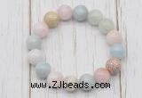 CGB5661 10mm, 12mm morganite beads with zircon ball charm bracelets