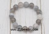 CGB5702 10mm, 12mm grey banded agate beads with zircon ball charm bracelets