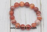 CGB5706 10mm, 12mm red banded agate beads with zircon ball charm bracelets