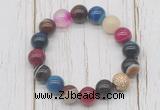 CGB5709 10mm, 12mm colorful banded agate beads with zircon ball charm bracelets
