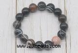 CGB5711 10mm, 12mm black banded agate beads with zircon ball charm bracelets