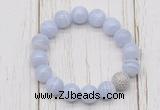 CGB5722 10mm, 12mm blue lace agate beads with zircon ball charm bracelets