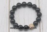 CGB5724 10mm, 12mm black agate beads with zircon ball charm bracelets