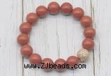 CGB5732 10mm, 12mm red jasper beads with zircon ball charm bracelets