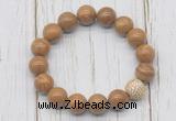 CGB5738 10mm, 12mm wooden jasper beads with zircon ball charm bracelets