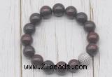 CGB5739 10mm, 12mm brecciated jasper beads with zircon ball charm bracelets
