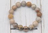 CGB5745 10mm, 12mm fossil coral beads with zircon ball charm bracelets