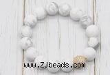 CGB5800 10mm, 12mm matte white howlite beads with zircon ball charm bracelets