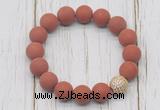 CGB5811 10mm, 12mm matte red jasper beads with zircon ball charm bracelets