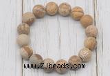 CGB5816 10mm, 12mm matte picture jasper beads with zircon ball charm bracelets