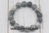 CGB5818 10mm, 12mm matte black water jasper beads with zircon ball charm bracelets