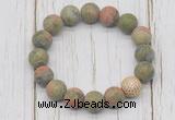 CGB5823 10mm, 12mm matte unakite beads with zircon ball charm bracelets
